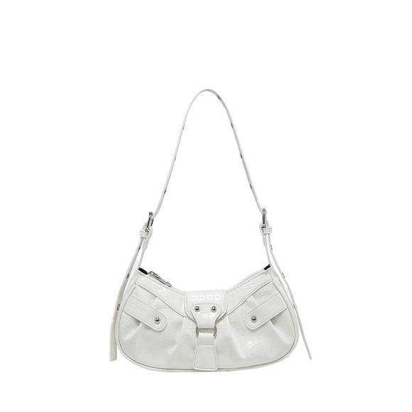 Buckle Leather Crocodile Embossed Zier Handbag Shoulder Bag With :'D - Picture 1 of 7